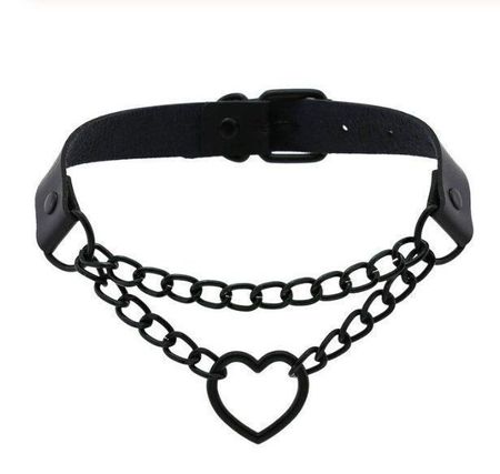NEUES Halsband schwarz mit Herz - 220365