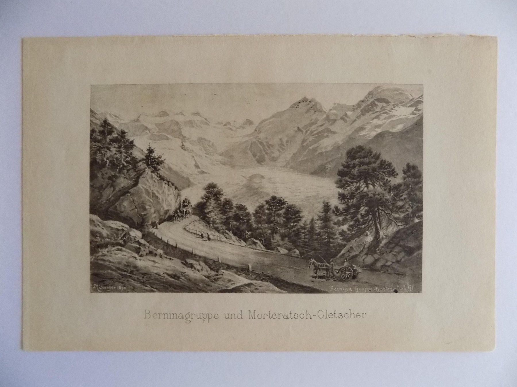 Incisioni: Berninagruppe mit dem Morteratsch-Gletscher – Usato da Risch venduto da Antikfee 1