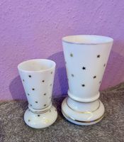✨ BelleFausse paire de vases blancs étoilés dorés en opaline