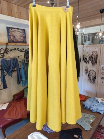 Linen Handmade Studio Langer rock leinen S-M gelb