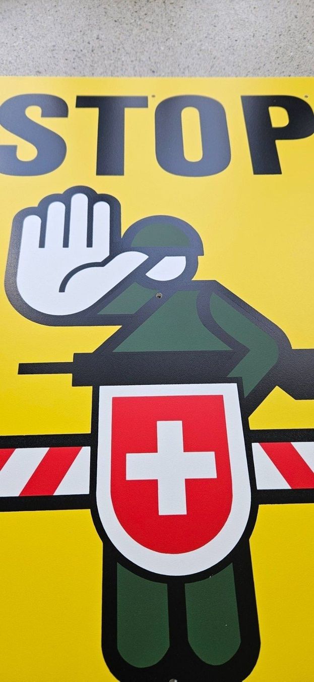 Insegne: *** Warntafel gross Grenze STOP ! *** – Nuovo (secondo la descrizione) da Riedholz venduto da fr_sIruP 1