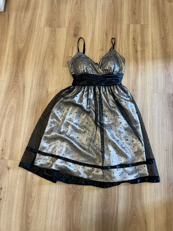 Cocktailkleid, Beige/Schwarz, Grösse 36