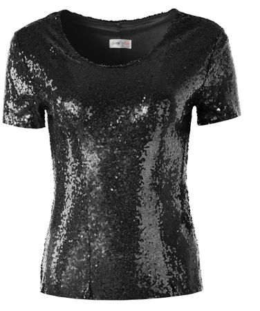 Pailletten-Kurzarm-Shirt Gr. L