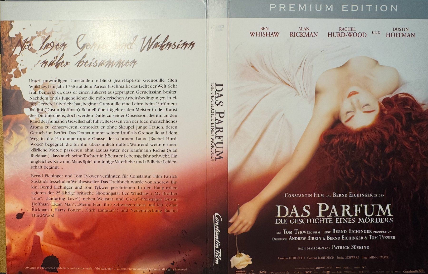 Tutti i DVDs: 2 DVDs DAS PARFUM - DIE GESCHICHTE EINES MÖRDERS - BUCHCOVER – Usato da Wisen venduto da gigisna 1