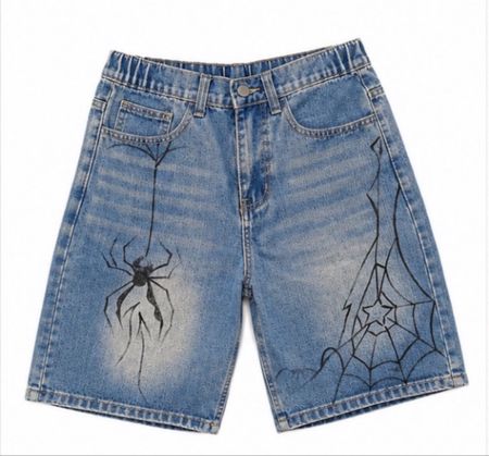 VINTAGE JEANSSHORTS MIT SPINNENMOTIV