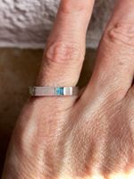 Silberring Vintage Modern blue Stone , eckig (Grösse 53.5)