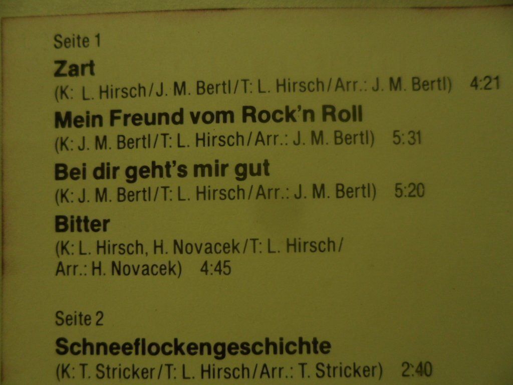 Musicassette: LUDWIG HIRSCH   Zartbitter – Nuovo (secondo la descrizione) da Langnau i. E. venduto da gf2_29jt 1
