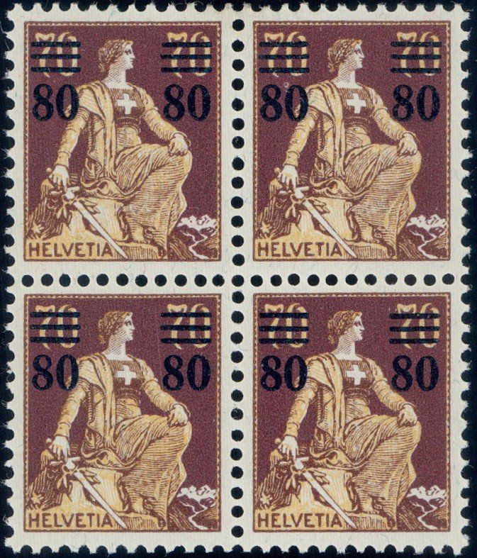 Tutti i francobolli: Viererblock 1915, Nr. 135 postfrisch **, 480.- – Nuovo e nell'imballaggio originale da Horw venduto da pilatusmail