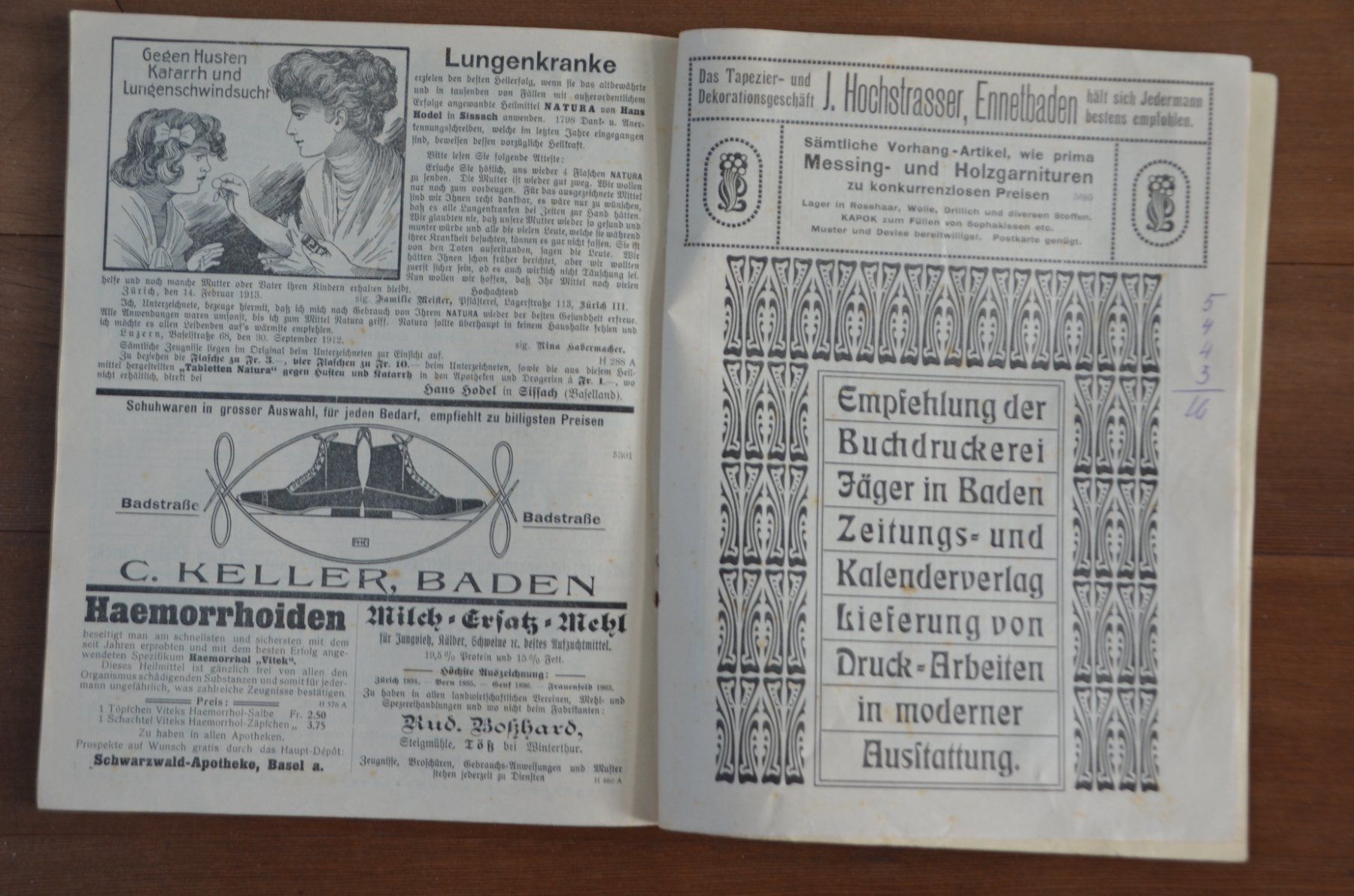 Libri: Baden Badener Kalender oder richtiger Bote 1914 108 Seiten – Usato da Olten venduto da clotaldi 9