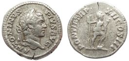 CARACALLA silver denarius (210 AD) – Virtus