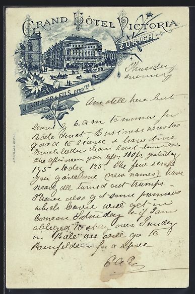 Ansichtskarten: Vorläufer-Lithographie Zürich, 1894, G – Gebraucht aus Berlin von bartko-reher