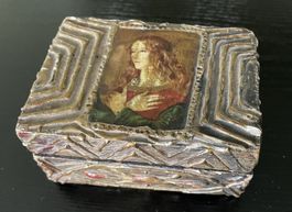 Schatulle Holz Box Holzbox Deko Heiligenbild Sammler rar