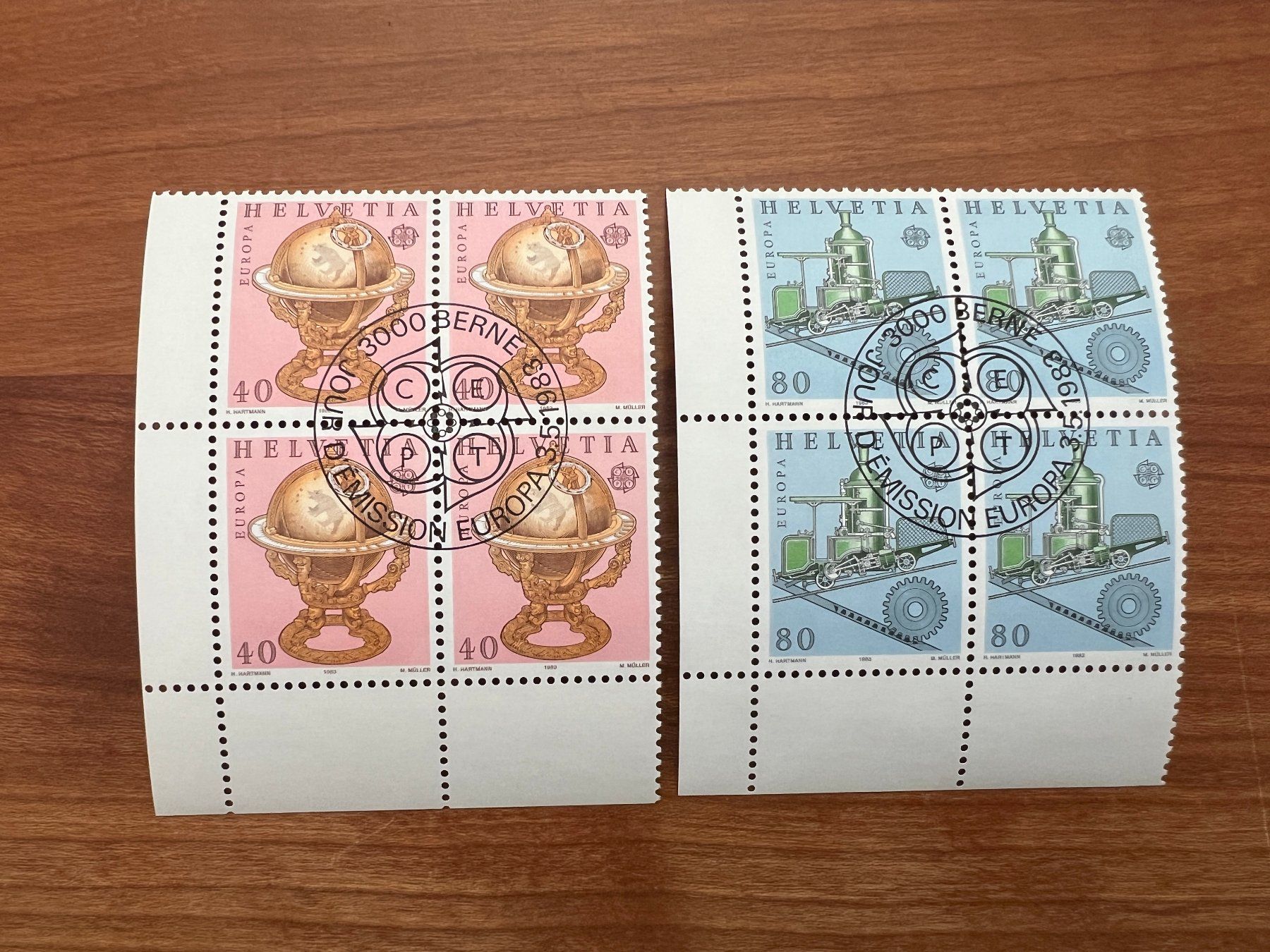 Tutti i francobolli: 1983 CH Erstag gest.Viererblock mit Tab  (K135) – Usato da Hinwil venduto da Sidi4