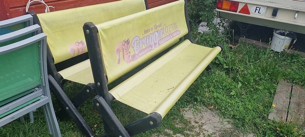 Panchine: 2 robuste Klappbänke Holz mit Stoffbezug – Usato da Rheineck venduto da inf_kv7d 1