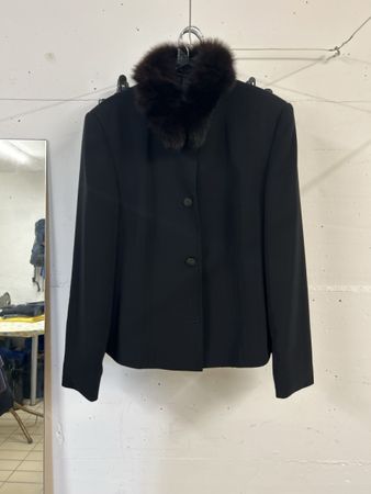 Taifun Collection, Blazer mit Pelzkragen, Schwarz, Top! 53