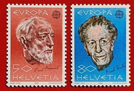 EUROPAMARKEN SATZ 715 716 PORTRAIT H. ERNI 1985** POSTFRISCH