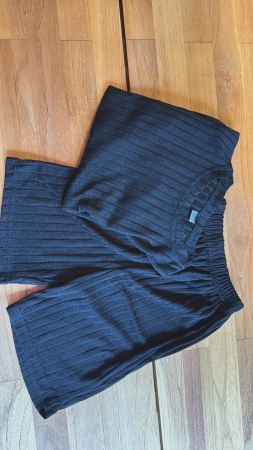 Geripptes Loungewear-Set kurz, Gr. M, schwarz