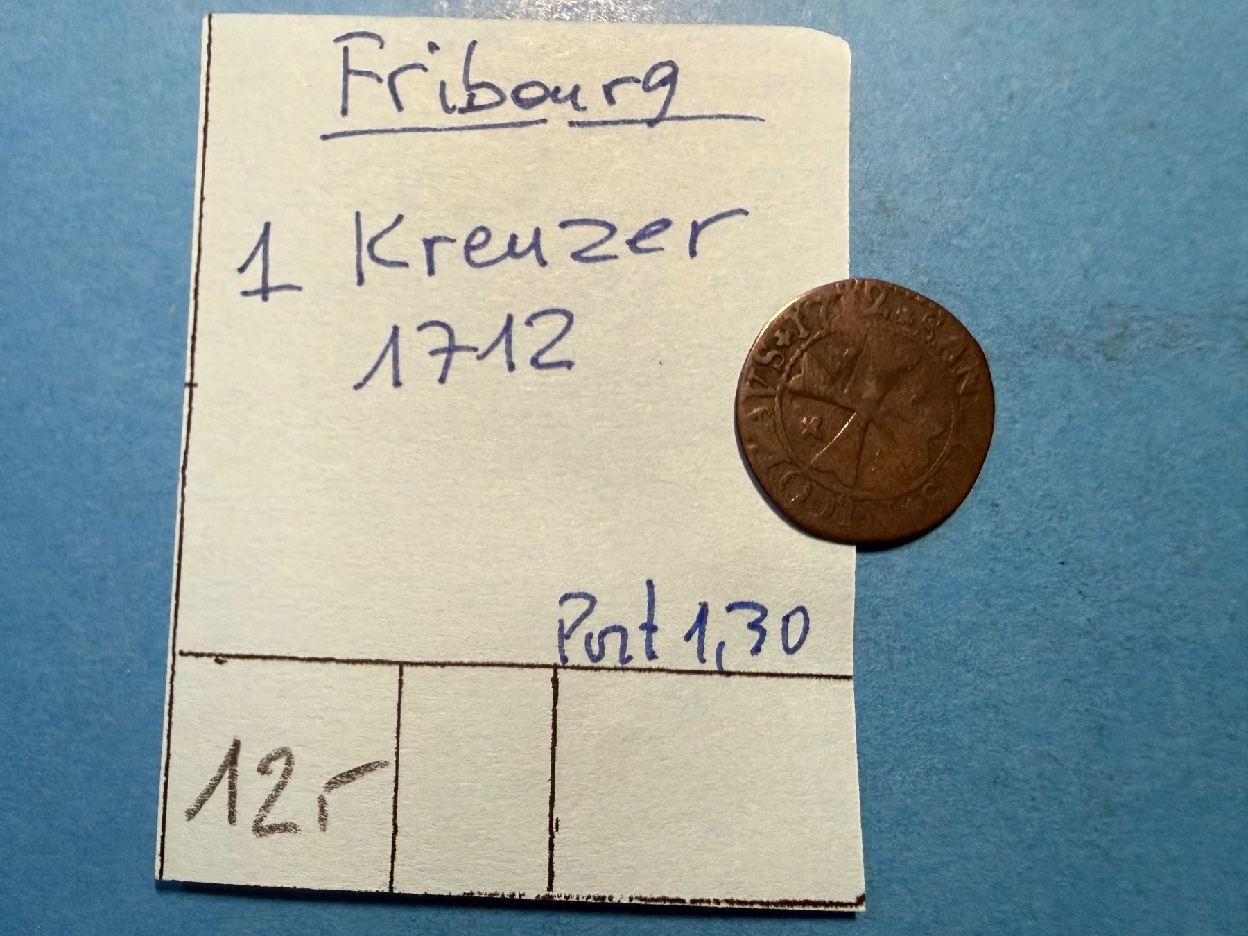 Alle Münzen: FRIBOURG : 1 KREUZER 1712 – Gebraucht aus genève von GEnumist