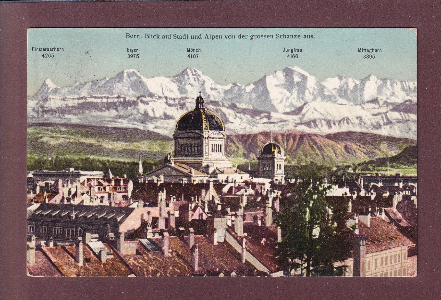 Cartoline postali: BERN von der grossen Schanze aus - 1920 – Usato da Pully venduto da nicecards