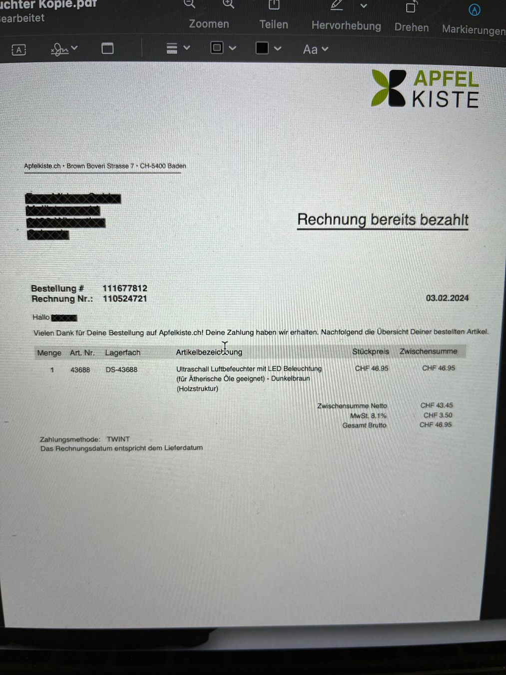 Diffusori di oli essenziali: Aroma Öl Diffuser, Luftbefeuchter – Usato da Winterthur venduto da mirj02 3