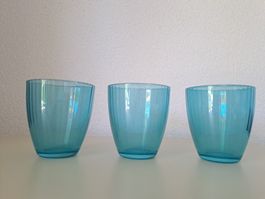 Lot de 3 jolis verres bleu turquoise d'été, 270ml chacun
