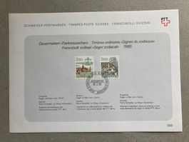 Sammelblatt Dauermarken "Tierkreiszeichen" 1985 gestempelt