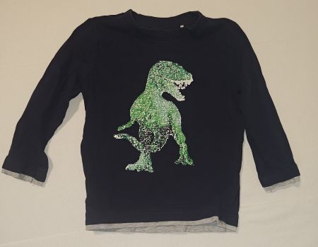 Dino Shirt mit Pailletten, Langarm,Gr. 98