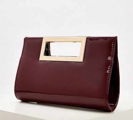 Pochette bordeaux vernie avec anse dorée - Élégante! (51)
