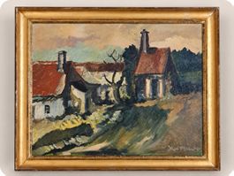 Peinture à l'huile originale signée – Paysage de campagne