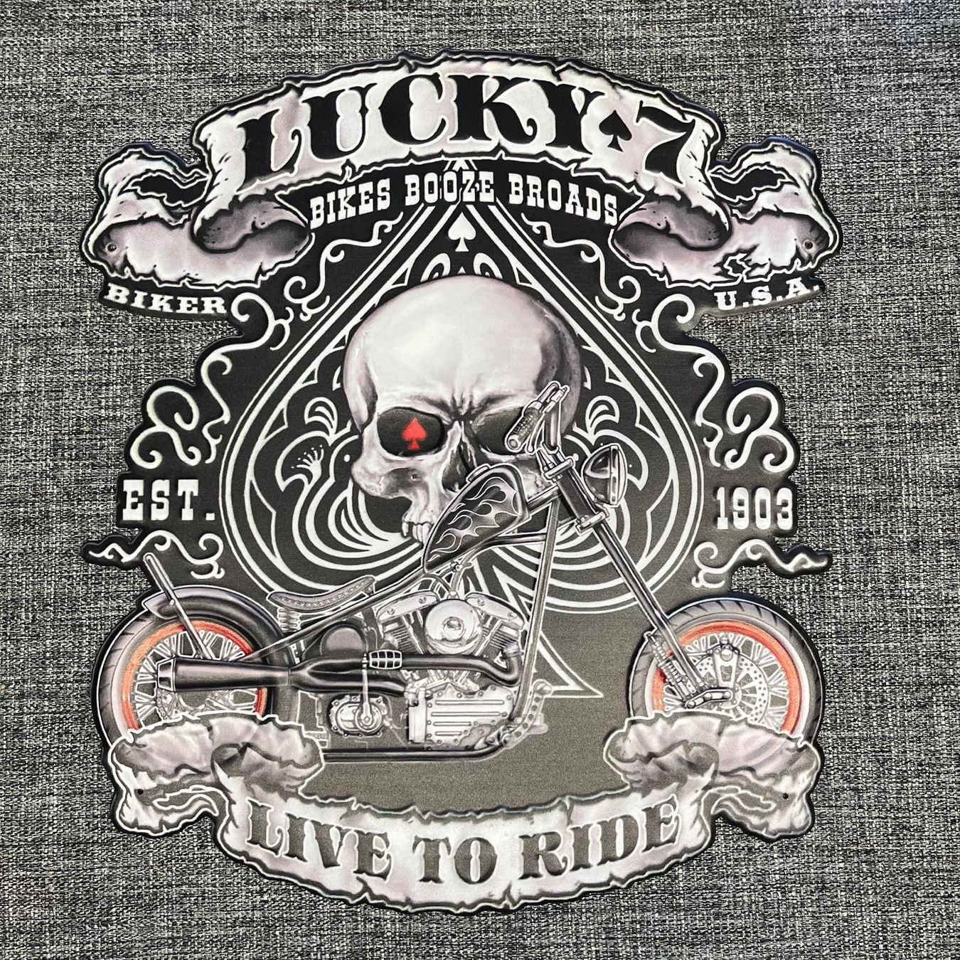 Schilder: Lucky 7 Biker Metal Art Schild – Neu (gemäss Beschreibung) aus Schwyz von rs-trend