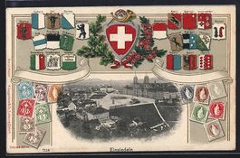 Einsiedeln, Teilansicht im Passepartout 