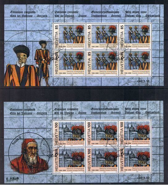 Tutti i francobolli: 2006 Kleinbogen Schweizergarde 1183 - 1184 Ersttag – Nuovo e nell'imballaggio originale da Zürich venduto da Alain-Phila