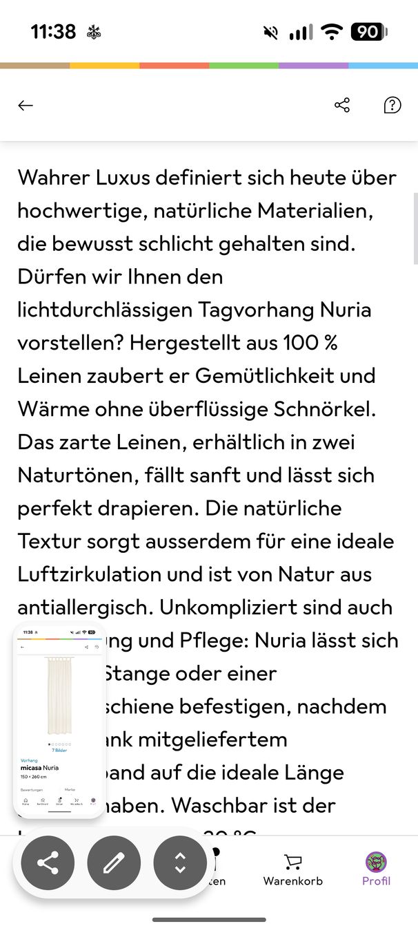 Vorhänge: Gardine Leinen – Neu (gemäss Beschreibung) aus Basel von lis_xs7z 2