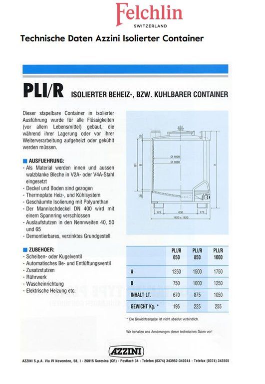 Accessori per altri veicoli: Mobiler Tank Azzini unbeheizt – Usato da Ibach venduto da FelcTec 7