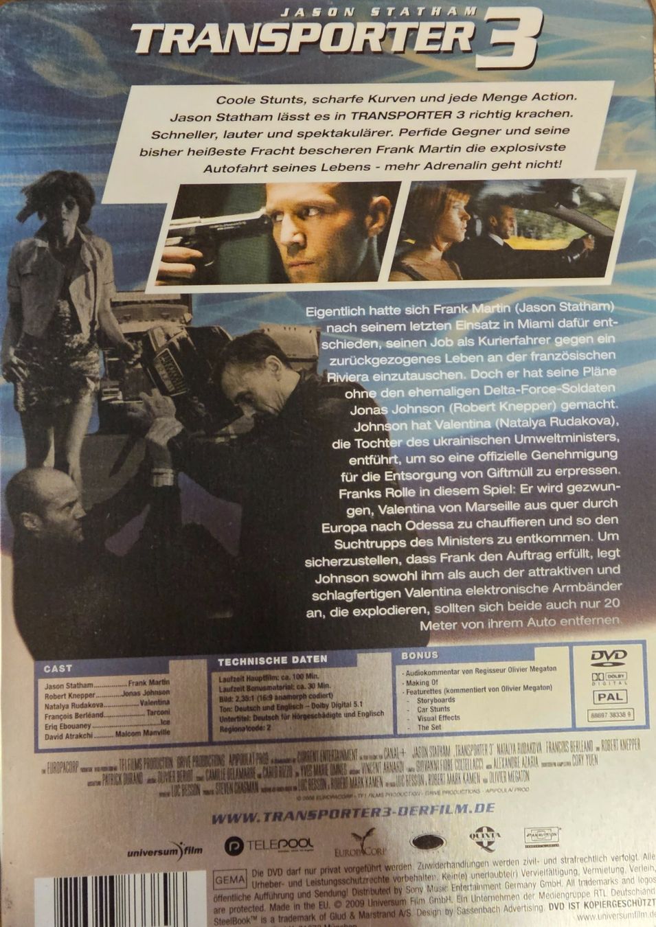 Tutti i DVDs: Trasporter 3 - Steelbook – Usato da Wahlen b. Laufen venduto da Cg10 1