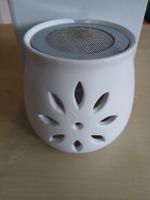 Räucherstövchen Duftlampe Keramik weiss mit Edelstahlsieb