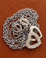Vintage Silber Halskette 925 Sterling – 2 Herzen – 46 cm