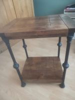 Beistelltisch Holz mit Metallgestell braun