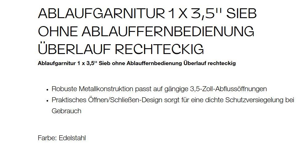 Blanco Armaturen: 113 Blanco Ablaufgarnitur 3 ½'' – Neu (gemäss Beschreibung) aus Derendingen von Meisterstuecke 1