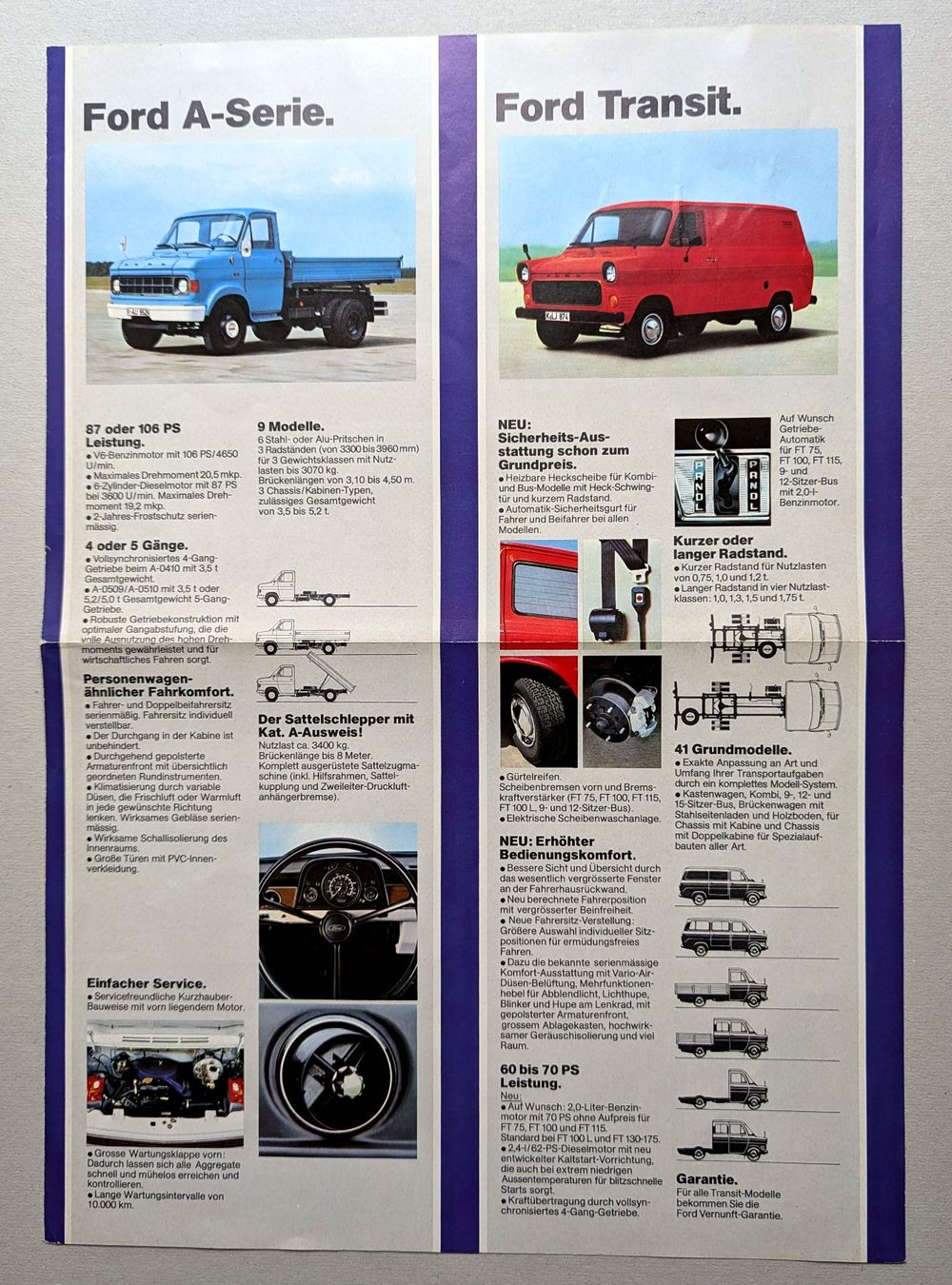 Ford Documenti: Originalkatalog "Ford A-Serie / Ford Transit", Faltprospekt – Nuovo (secondo la descrizione) da Olten venduto da VanishingPoint.71