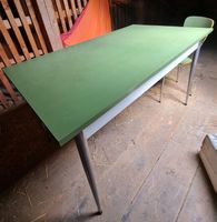 Retro Tisch 50er Jahre mit Schublade und Stuhl grün vintage