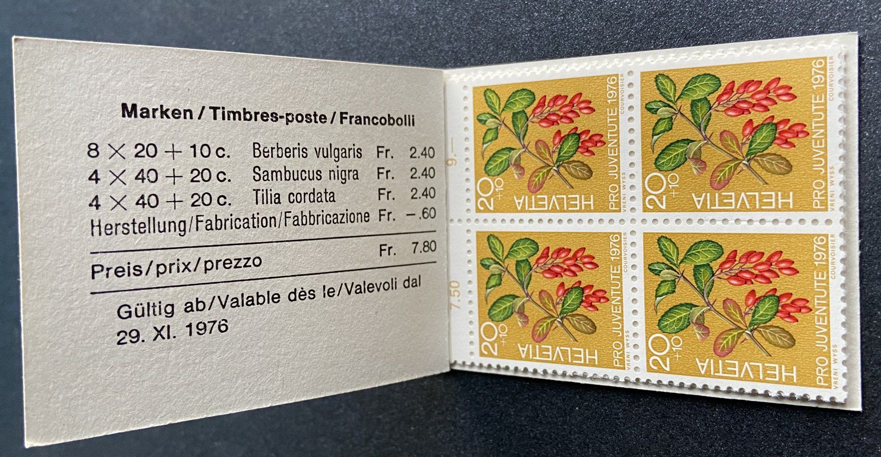 Tutti i francobolli: Pro Juventute-Markenheftchen 1976, 1977 postfrisch – Usato da Böckten venduto da Hansi36 1