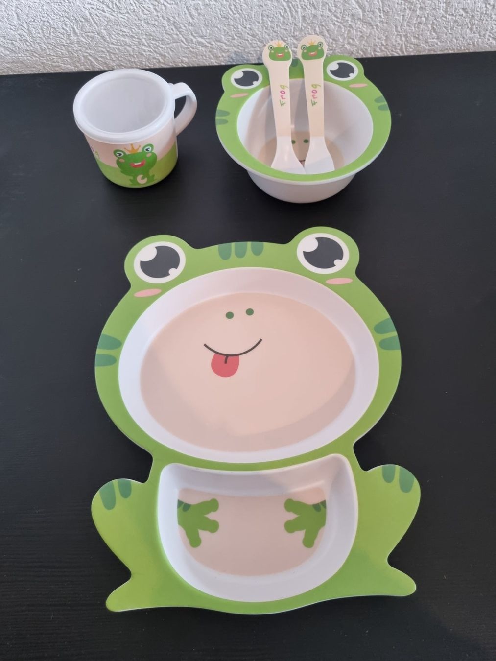 Set di piatti: KINDER GESCHIRR-SET Eco Bamboo "FROGY" – Nuovo e nell'imballaggio originale da Stäfa venduto da BURG23 1