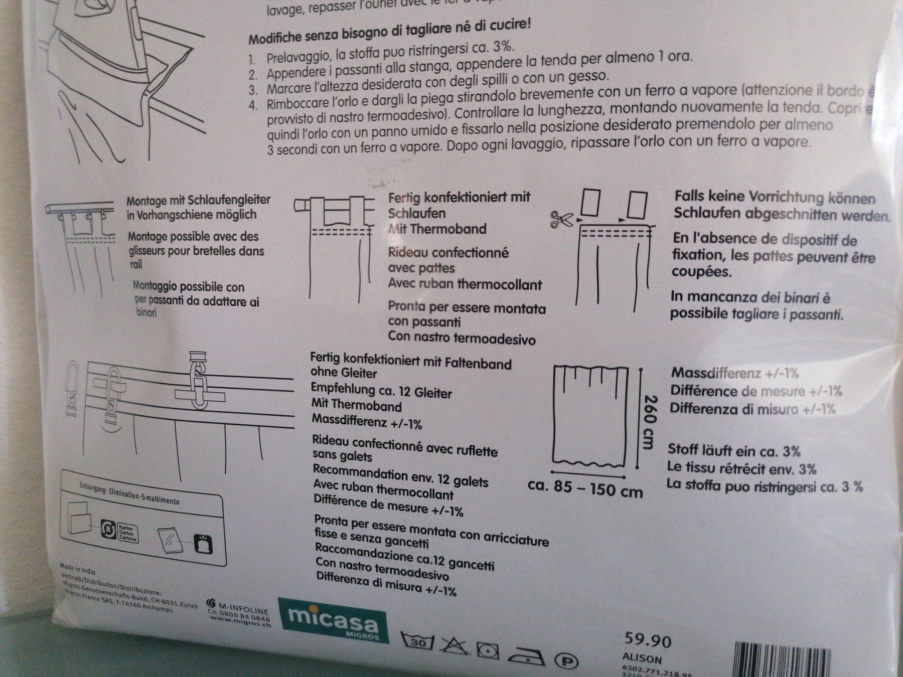 Micasa Tende: Vorhang Micasa Alison 150x260 cm 2 Stk. – Nuovo e nell'imballaggio originale da Bäch SZ venduto da Swissy46 9