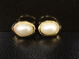Vintage Ohrclips Clips Ohrschmuck Perle Gold 70er 80er Jahre