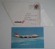 1982 Swissair Briefumschlag  spezielles Format  mit Karte