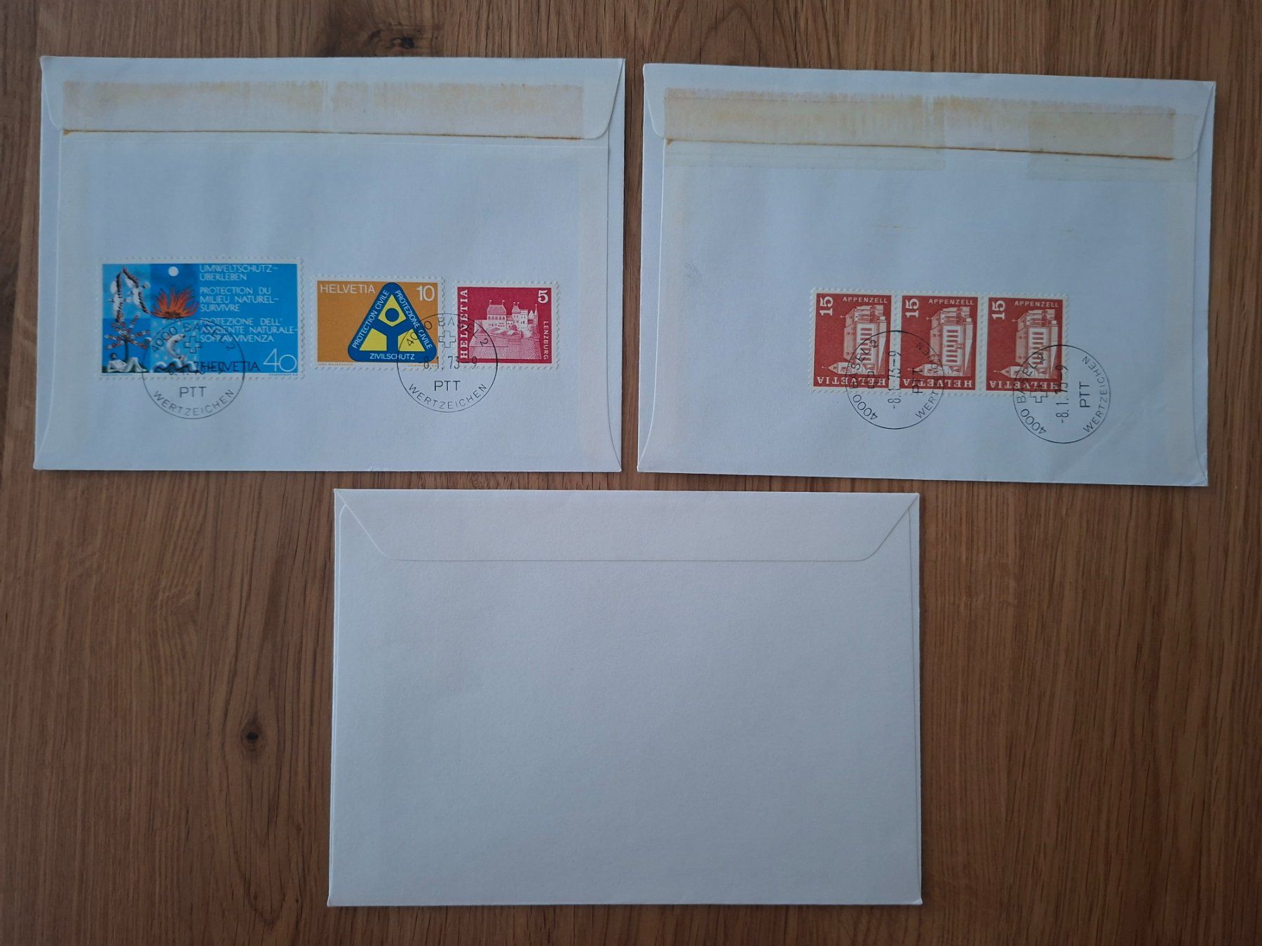 Buste & buste per spedizione: FDC Schweiz 1973 Basel & Appenzell 3 Briefe – Usato da Baldegg venduto da collect.hub 1