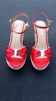 Sandalettes espadrilles rouge satiné, pointure 40, NEUF