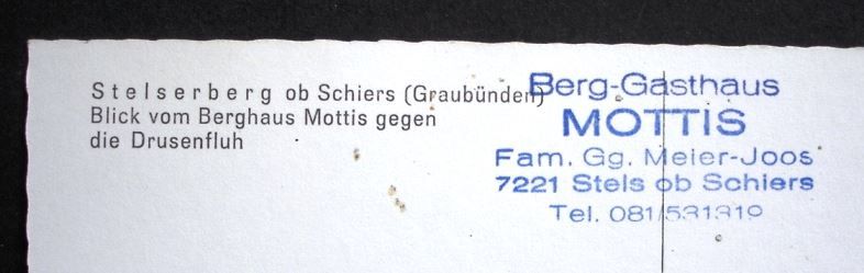Cartes postales: SCHIERS Stelserberg Berghaus Mottis – Neuf (Voir description) à Jona par philajona 1