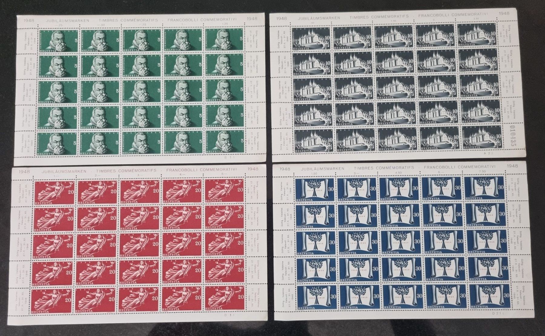 Tutti i francobolli: 1948 : Serie Nr. 281 - 284 im Bogen, postfrisch ** – Nuovo (secondo la descrizione) da Gümligen venduto da Geniusbuy
